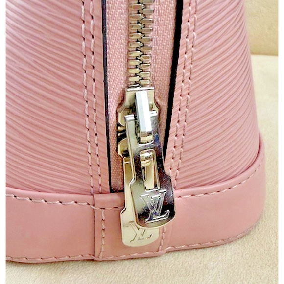 Louis Vuitton Alma BB Epi Leather Pink Silver Hardware Rose Red Stripe Hand Bag - Picture 15 of 16